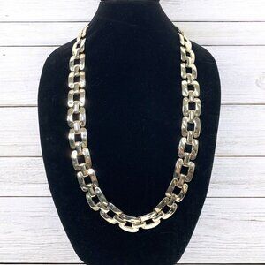 Silver Tone Chunky Square Chainlink Necklace Belt Extra Long 34"